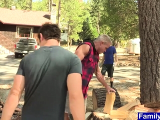 Stepgramps stepdad and stepson enjoy hot sweaty action