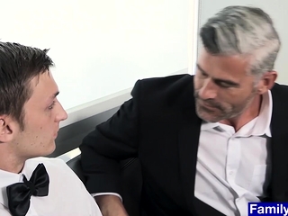 Young guy gets ready to tie the knot with his bride